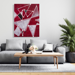 Toile 36 x 48 - Triangles blancs sur fond rouge