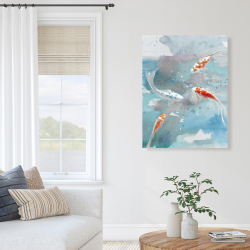 Toile 36 x 48 - Poissons koï dans une eau bleue