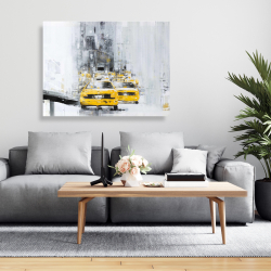 Canvas 36 x 48 - Yellow brooklyn bridge with taxis