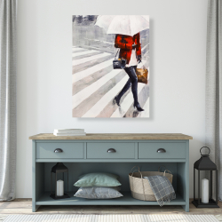 Canvas 36 x 48 - Woman walking with her umbrella