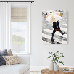 Canvas 36 x 48 - Man walking with his umbrella