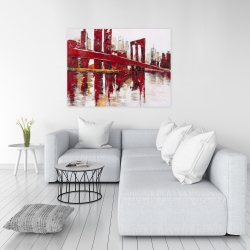 Toile 36 x 48 - Pont rouge industriel et abstrait