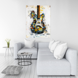 Toile 36 x 48 - Guitare colorée abstraite