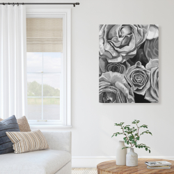 Toile 36 x 48 - Roses en tons de gris