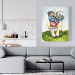 Toile 36 x 48 - Pug coloré et souriant