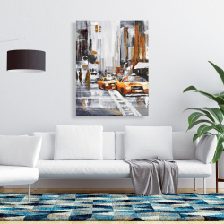 Canvas 36 x 48 - Abstract citystreet with yellow taxis
