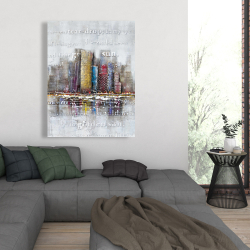 Toile 36 x 48 - Immeubles et typographie en relief