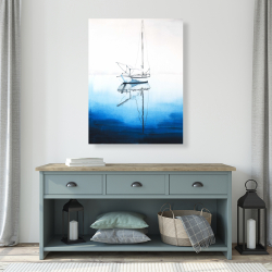 Toile 36 x 48 - Bateau blanc sur eau d'un bleu profond