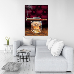 Canvas 36 x 48 - Scotch on ice with a cigar