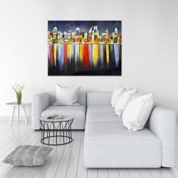 Canvas 36 x 48 - Colorful reflection of a cityscape by night