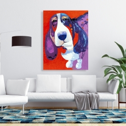 Toile 36 x 48 - Chien basset abstrait et coloré