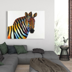 Canvas 36 x 48 - Colorful profile view of a zebra
