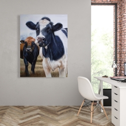Canvas 36 x 48 - Two cows eating grass