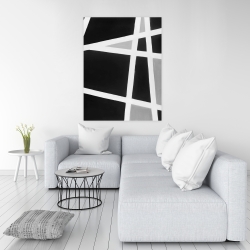 Toile 36 x 48 - Lignes abstraites en noir et blanc