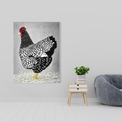 Canvas 36 x 48 - Black and white wyandotte hen