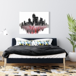 Canvas 36 x 48 - Red watercolor cityscape