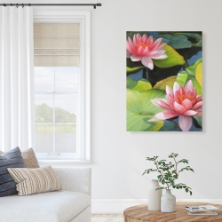 Canvas 36 x 48 - Water lilies and lotus flowers