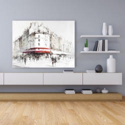 Canvas 36 x 48 - White street with red accents