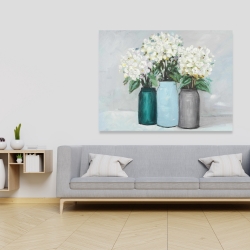 Canvas 36 x 48 - Hydrangea flowers in blue vases