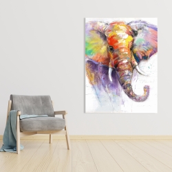 Toile 36 x 48 - Magnifique éléphant coloré