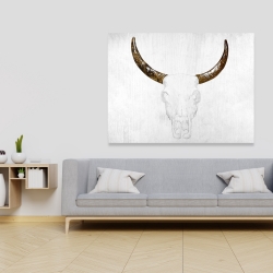 Canvas 36 x 48 - Bull skull with brown horns