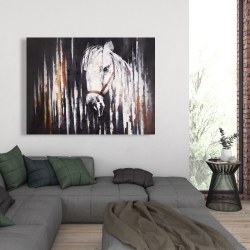 Toile 36 x 48 - Cheval blanc dans le noir