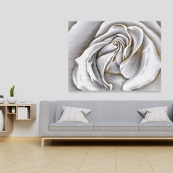 Toile 36 x 48 - Centre d'une rose blanche