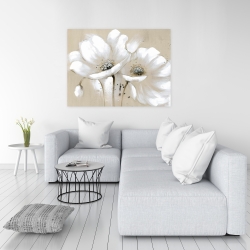 Toile 36 x 48 - Fleurs sauvages blanches et abstraites