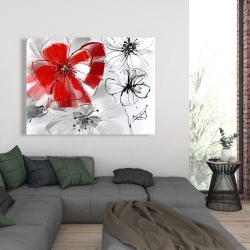 Canvas 36 x 48 - Red & gray flowers