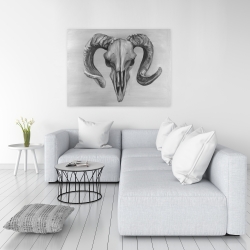Canvas 36 x 48 - Grayscale aries skull