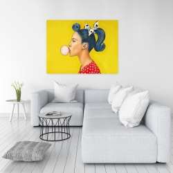 Canvas 36 x 48 - Retro woman with beautiful ponytail