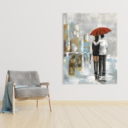 Toile 36 x 48 - Couple marchant sous leur parapluie