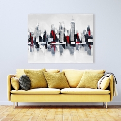Toile 36 x 48 - Paysage urbain gris et rouge