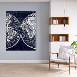 Canvas 36 x 48 - World map blue print