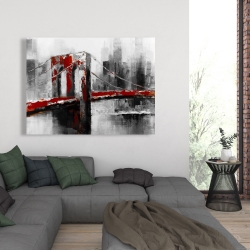 Toile 36 x 48 - Pont brooklyn abstrait et rouge