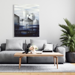 Canvas 36 x 48 - Gray city with blue clouds