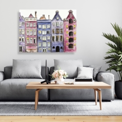 Canvas 36 x 48 - Old historic houses amsterdam