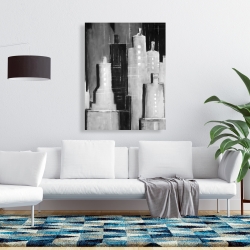 Toile 36 x 48 -  paysage urbain noir et blanc abstrait