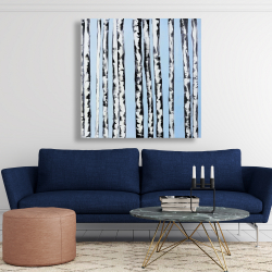 Canvas 48 x 48 - Birches on a blue background