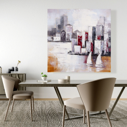 Toile 48 x 48 - Voiliers et ville urbaine