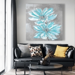 Canvas 48 x 48 - Two little abstract blue flowers