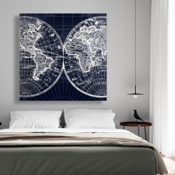 Canvas 48 x 48 - World map blue print