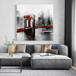 Toile 48 x 48 - Pont brooklyn abstrait et rouge