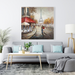 Canvas 48 x 48 - Couple walking in paris street