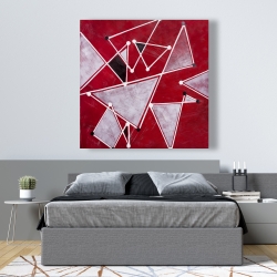 Toile 48 x 48 - Triangles blancs sur fond rouge