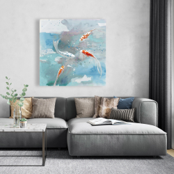 Toile 48 x 48 - Poissons koï dans une eau bleue