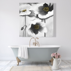 Toile 48 x 48 - Fleurs en noir et blanc