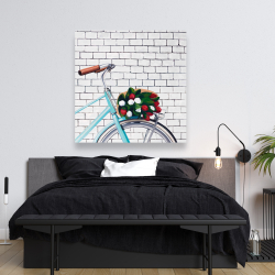 Toile 48 x 48 - Bicyclette avec bouquet de tulipes