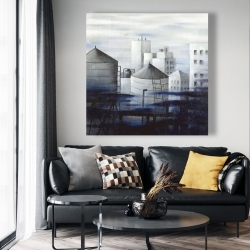 Canvas 48 x 48 - Gray city with blue clouds