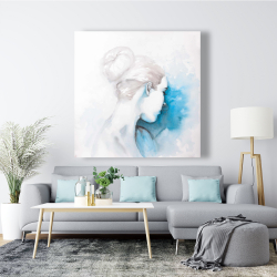 Canvas 48 x 48 - Watercolor abstract girl with hair bun